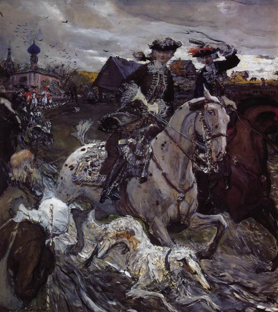 Серов В.А. Петр II и цесаревна Елизавета на псовой охоте. 1900. ГРМ Серов В.А. Петр II и цесаревна Елизавета на псовой охоте. 1900. ГРМ